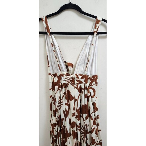 Aakaa Floral Maxi Dress Women Sz S Reddish Brown & White Summer - Picture 9 of 14
